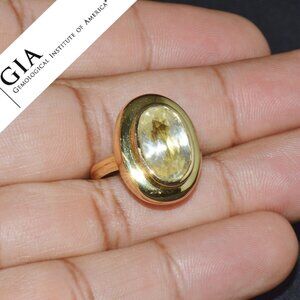 GIA Certified Natural 6.80cts Ceylon Yellow Sapphire 18K Solid Gold Bezel Ring